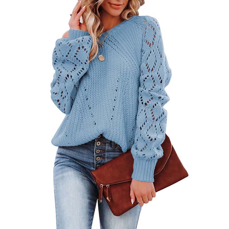 Stilvolle Pullover Damen | Eleganter Hohlstrick Sweater - IdealeKleiden