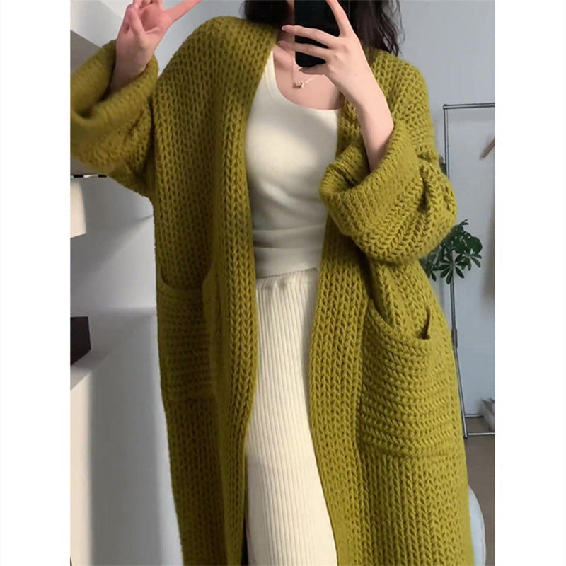 Women's Long Elegant Cardigan with Pockets