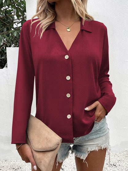 Women's Blouse Chic Button-Down Elegant Top