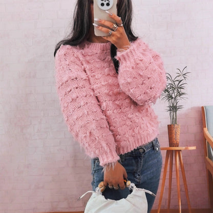 Damen Oversized Pullover Großzügig Strukturiert Elegant