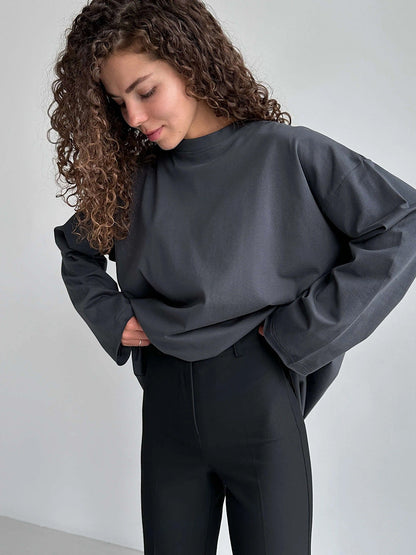 Women's Oversized Long-Sleeve Shirt High-Quality Modern