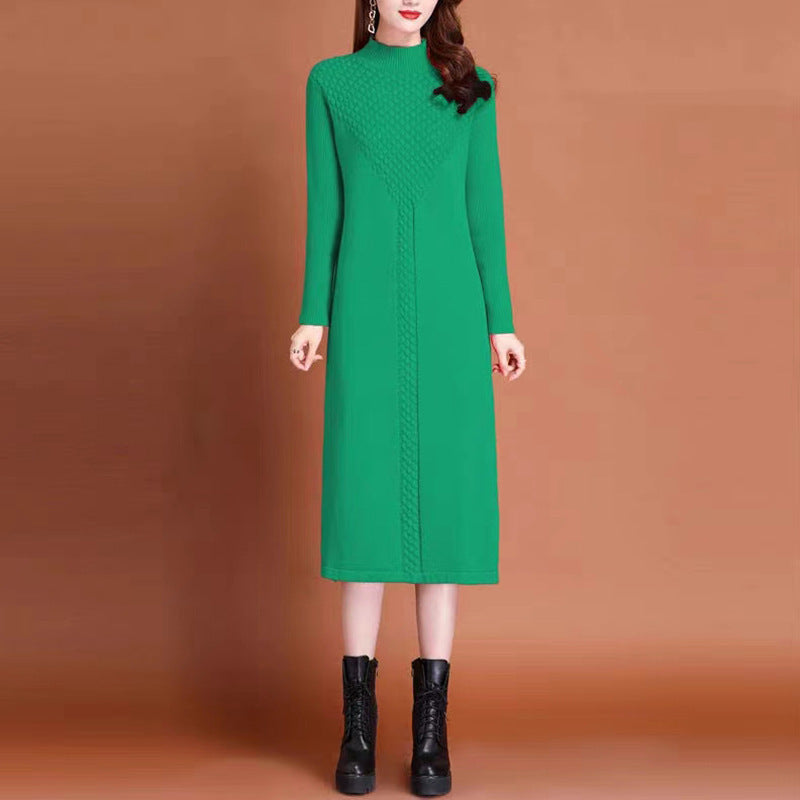 Women's Maxi Dress Elegant Knit Design High Neck