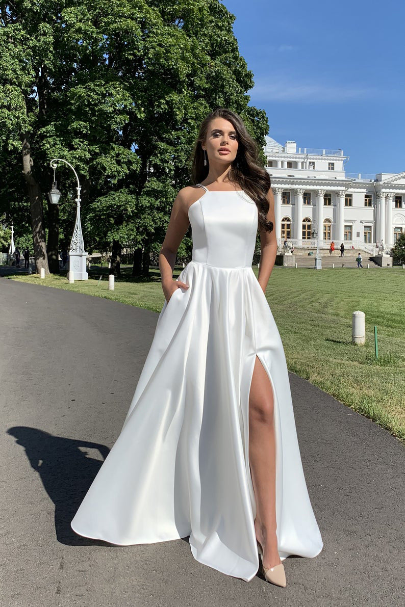 Elegant Evening Dress Women Long Straps Slim