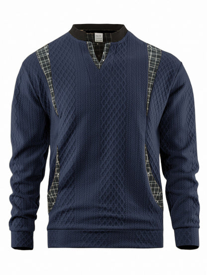 Men's Knitted Sweater Modern Plaid Pattern Elegant Design