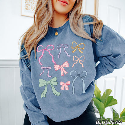 Women's Sweatshirt Colorful Bow Pattern Trendy Style