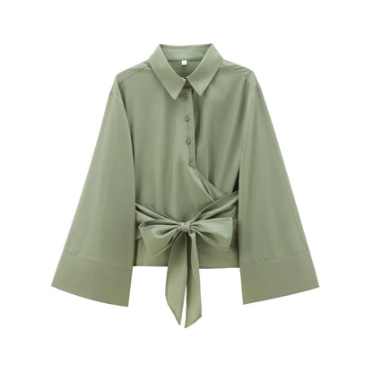 Elegant Women's Blouse Wide Sleeves Tailored Fit