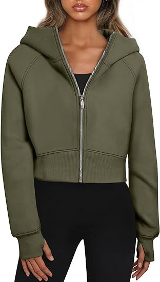 Women's Sporty Short Sleeve Zip-Up Hoodie