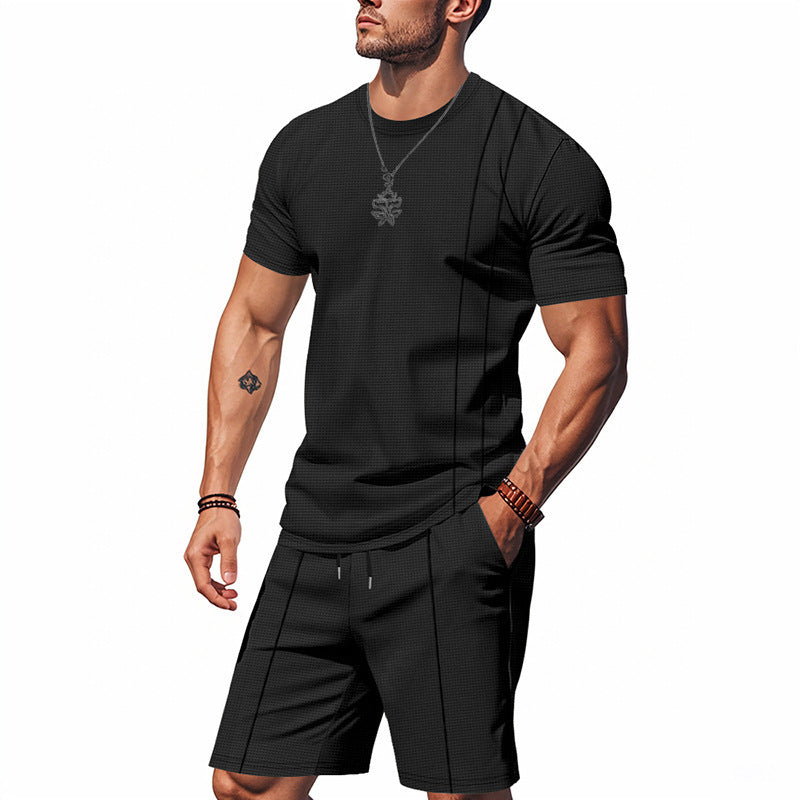 Men's Sports Outfit Short-Sleeve Shirt and Shorts Breathable