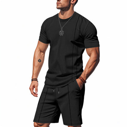 Men's Sports Outfit Short-Sleeve Shirt and Shorts Breathable