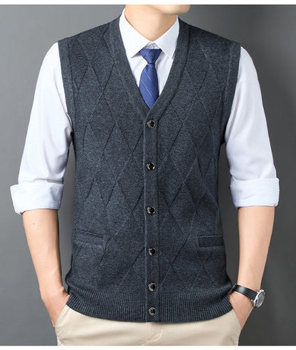 Men's Knitted Vest Classic Diamond Pattern Elegant Look