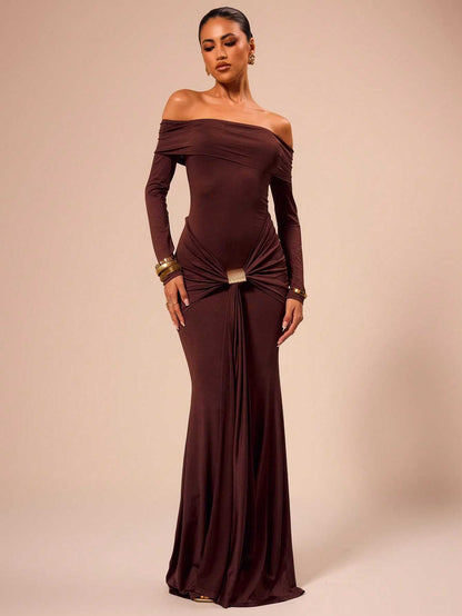 Elegant Evening Dress Off-the-Shoulder Women's Dress