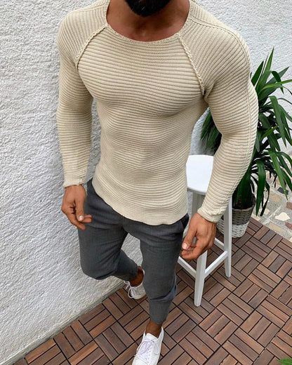 Men's Knitted Sweater Elegant Design Long Sleeve