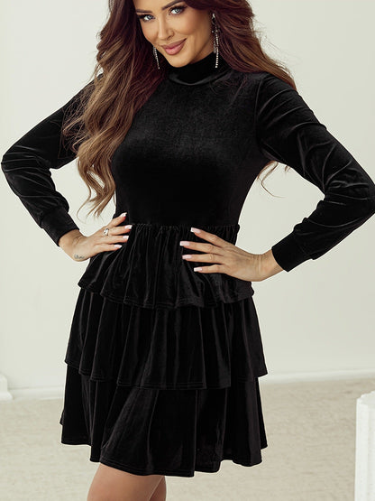 Women's Scarf Elegant Ruffle Velvet Evening Dress