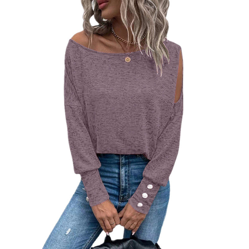 Women's Off-Shoulder Top with Buttons Elegant Design