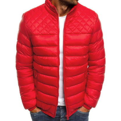 Men's Winter Jacket Quilted Vest High Collar Zipper Pockets