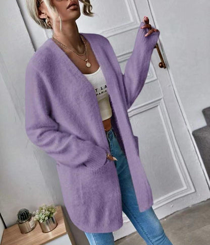 Women's Fluffy Cardigan Soft Plain Elegant Design