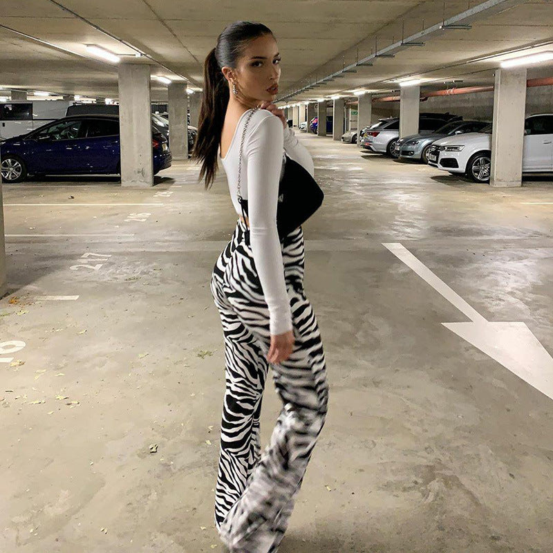 Women's Jumpsuit Zebra Print Bodycon Style