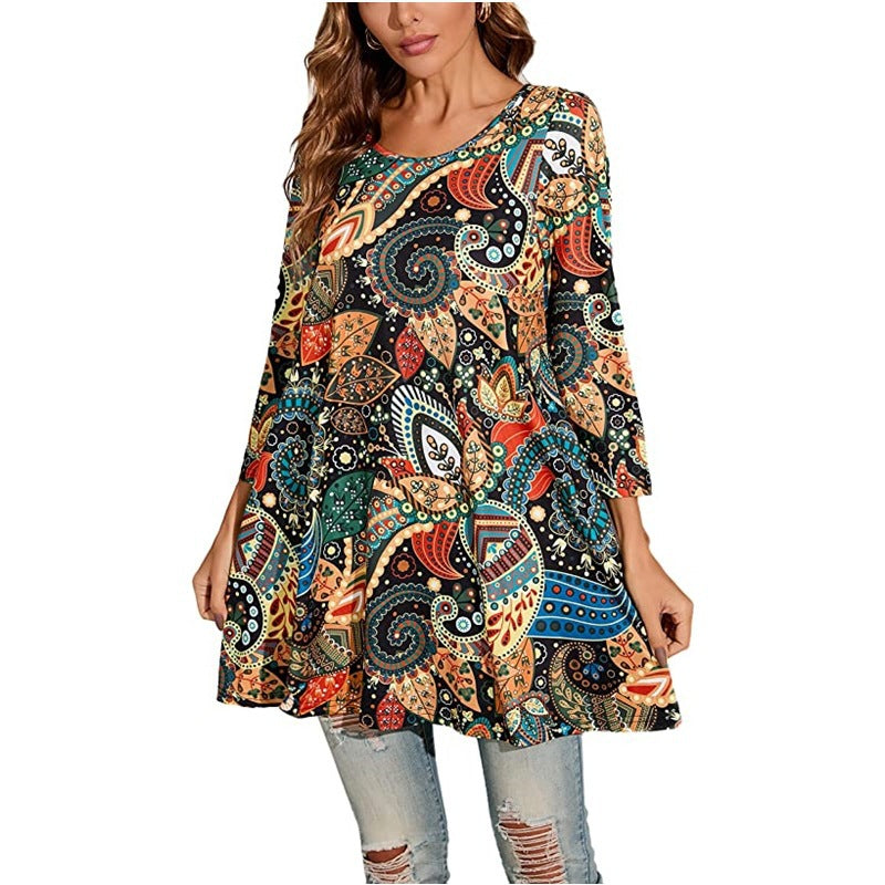 Women's Tunic Mandala Print Summer Dress Elegant