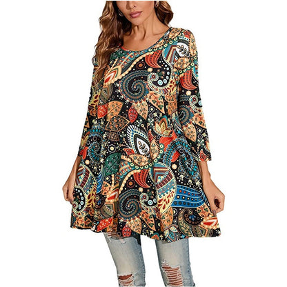 Women's Tunic Mandala Print Summer Dress Elegant