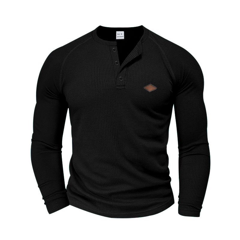 Men's Long-Sleeve Shirt Textured Modern Button Design