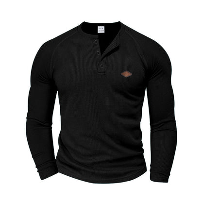 Men's Long-Sleeve Shirt Textured Modern Button Design