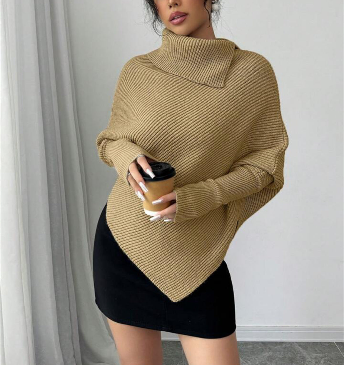 Women's Oversized Sweater Generous Asymmetrical