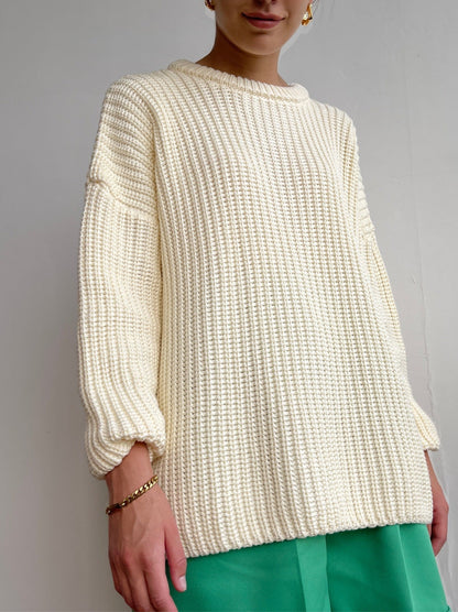 Large Cardigan Rib Knit Relaxed Design