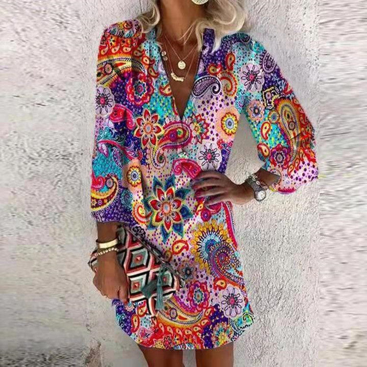 Women's Summer Dress Paisley Pattern Elegant