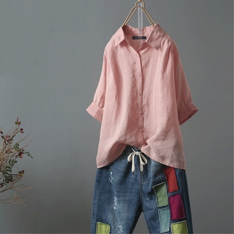 Women's Linen Shirt Elegant Design Loose Fit