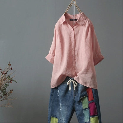 Women's Linen Shirt Elegant Design Loose Fit