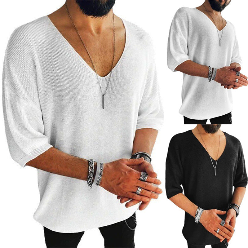 Herren Oversized V-Ausschnitt Pullover Modern Stil - IdealeKleiden