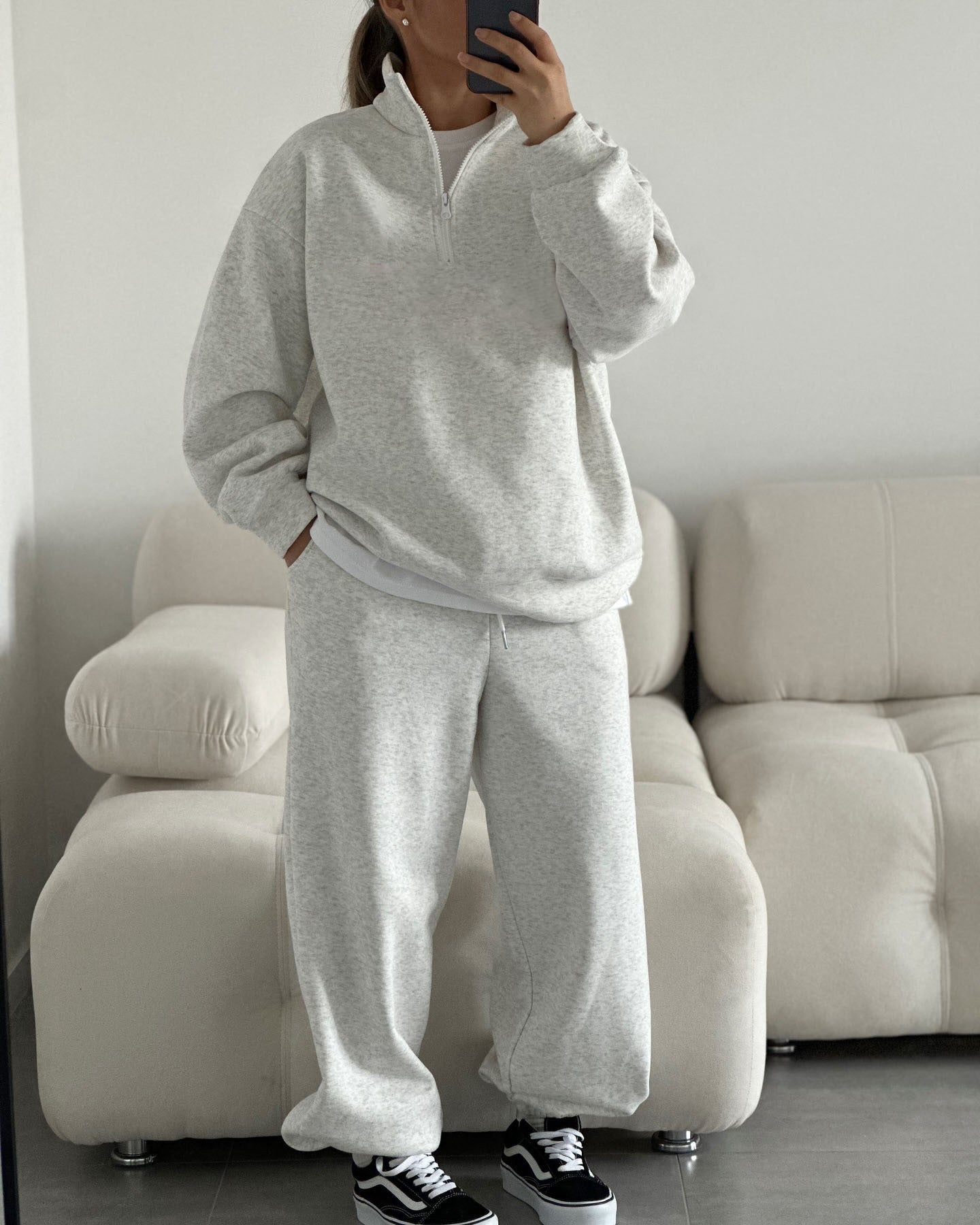 Women's Fleece Tracksuit Stand-up Collar Zipper