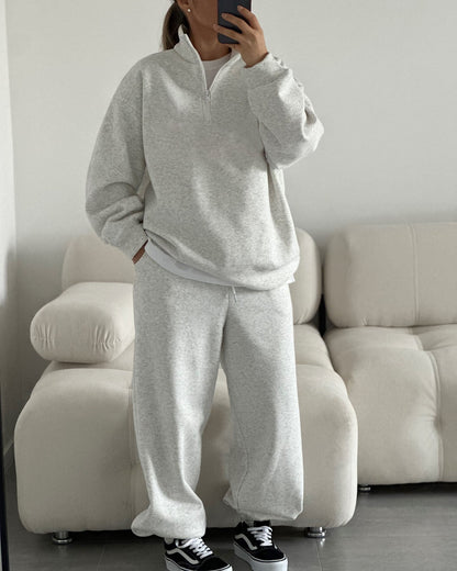 Women's Fleece Tracksuit Stand-up Collar Zipper