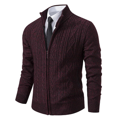 Men's Knitted Cardigan Stand-up Collar Pattern Trendy