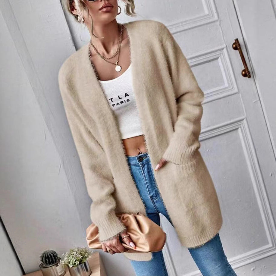 Damen Flauschcardigan Weich Schlicht Elegantes Design - IdealeKleiden