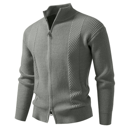 Herren Strickjacke Modern Stehkragen Reißverschluss - IdealeKleiden