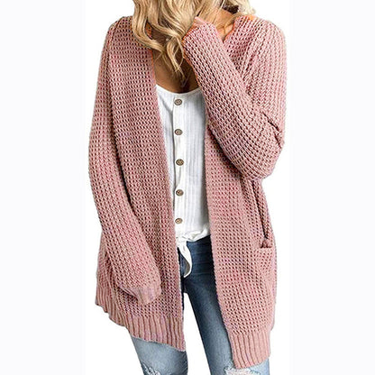 Damen Strickjacke Lässig Oversized mit Taschen - IdealeKleiden