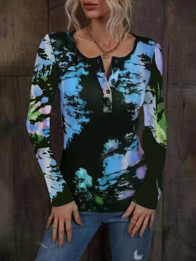Women's Long-Sleeve Shirt Colorful Gradient Trendy