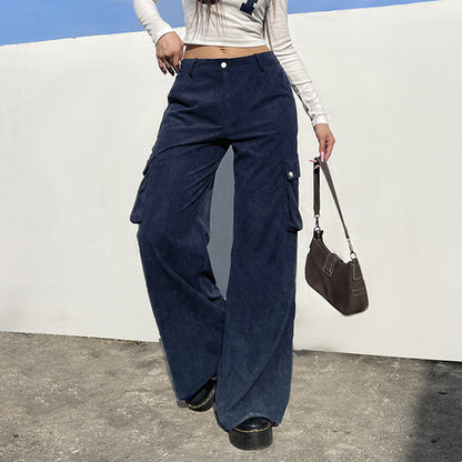 Women's Corduroy Trousers Comfortable Cargo Style