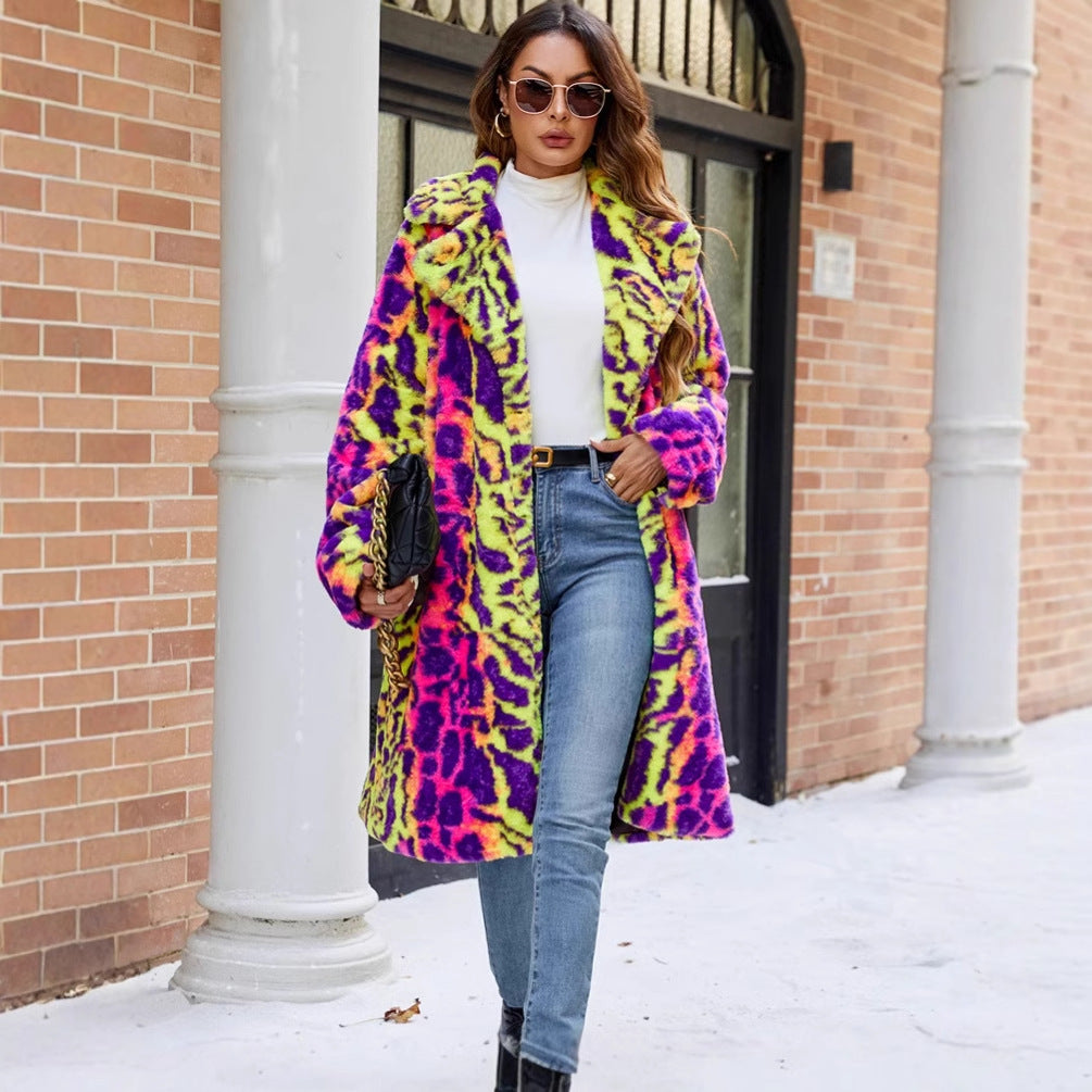 Women's Faux Fur Coat Trendy Modern Pattern Women's Coat