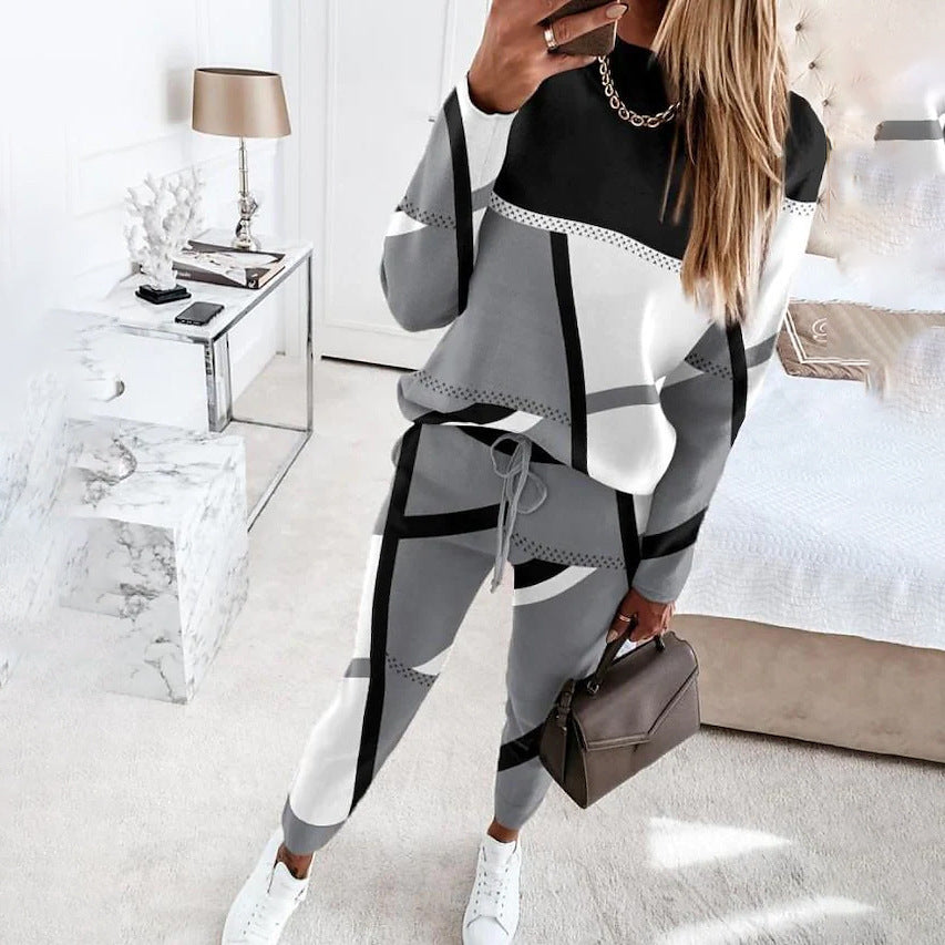 Women's Geometric Trendy Athletic Lounge Set