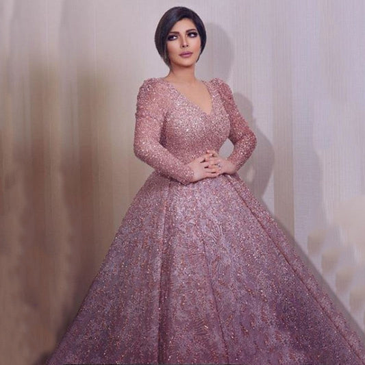 Elegantes Abendkleid mit Pailletten und A-Linie Rock - IdealeKleiden