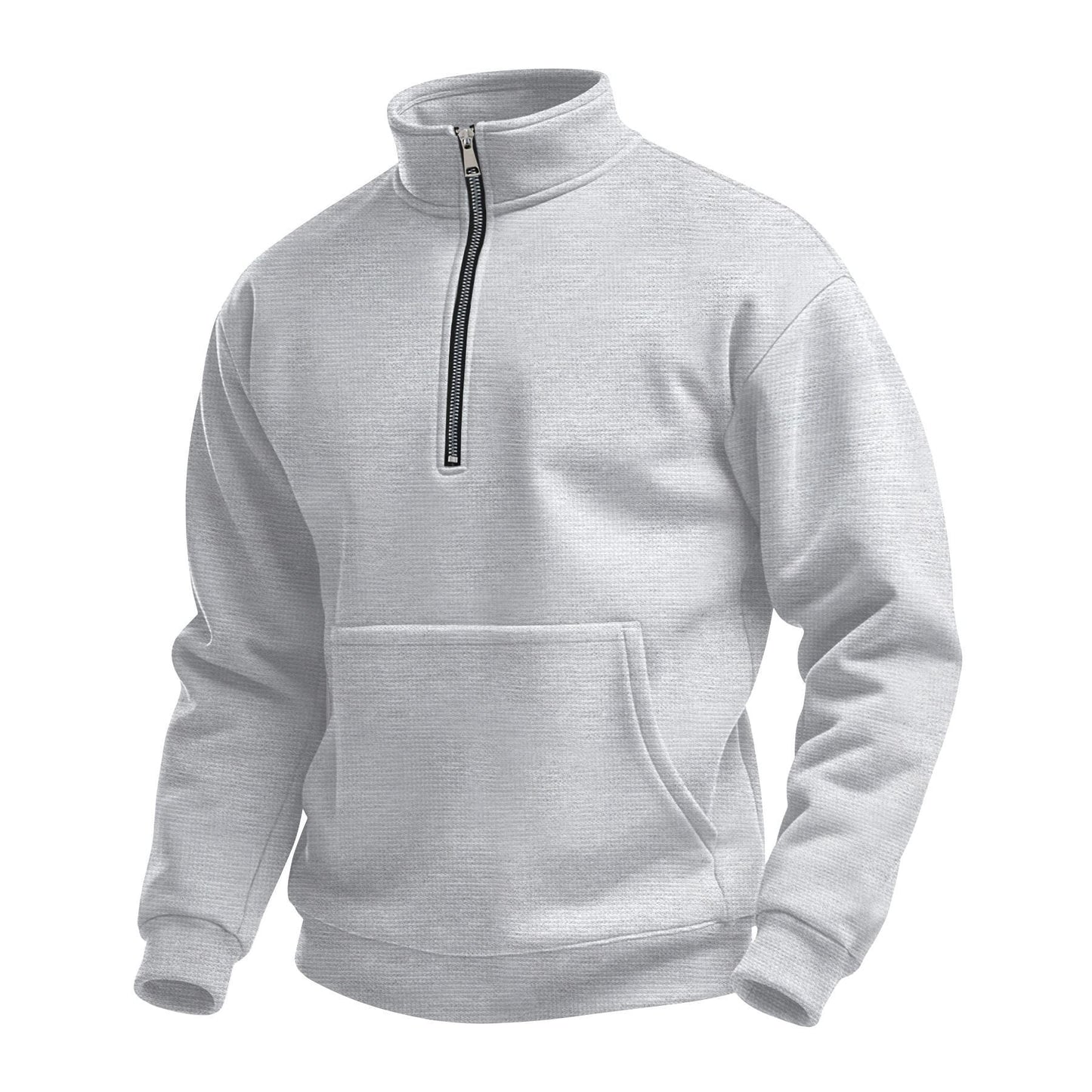 Herren Fleece Pullover Stehkragen Kängurutasche Praktisch - IdealeKleiden