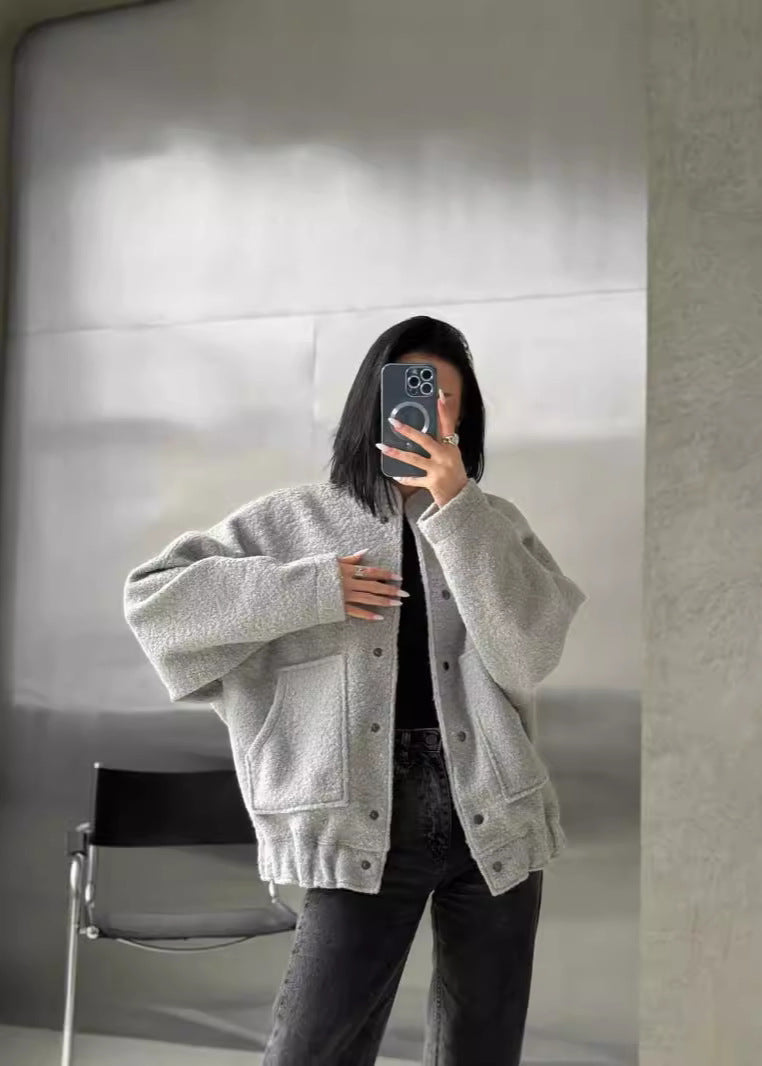 Loose-Fit Fleece Jacket With Button Fastening