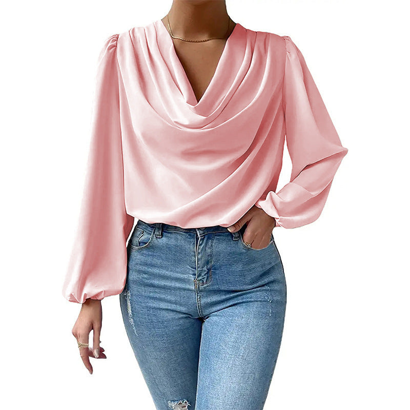 Elegant Women's Blouse Long-sleeved Asymmetrical Chic