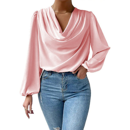 Elegant Women's Blouse Long-sleeved Asymmetrical Chic