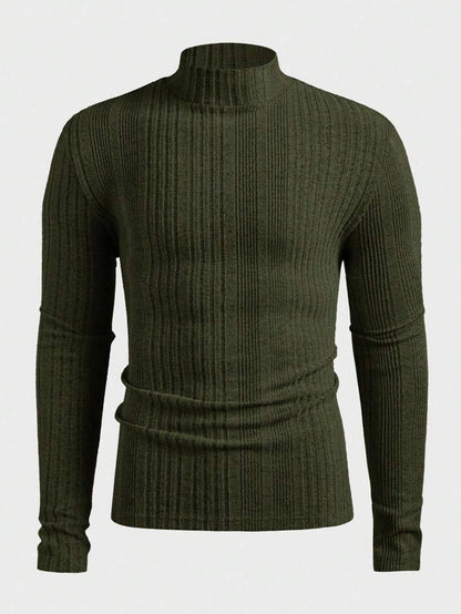 Herren Pullover Strick Hochkragen Rippoptik