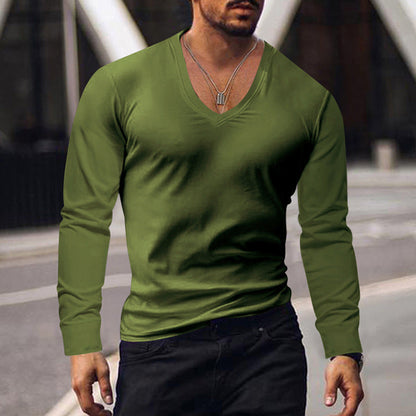 Men's Long Sleeve V-Neck Comfort Cotton