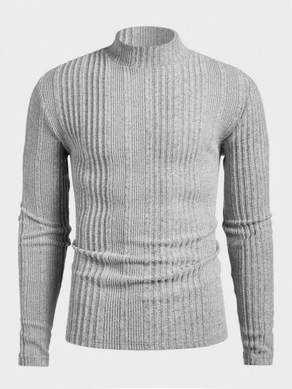 Herren Pullover Strick Hochkragen Rippoptik