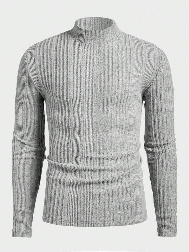 Herren Pullover Strick Hochkragen Rippoptik